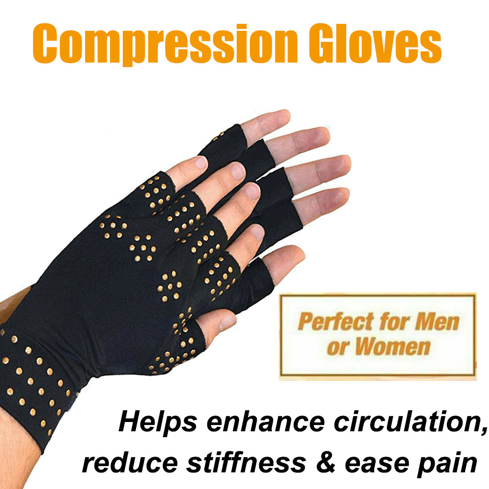 1 Pair Copper Compression Gloves Hand Arthritis Hand Support Joint Pain Relief