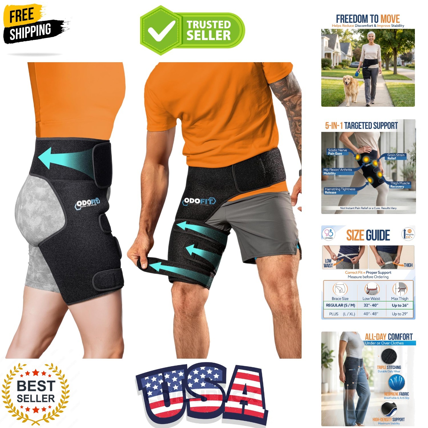 5 in 1 Hip Brace for Women Men Sciatica Pain Relief Devices – Adjustable Groi…