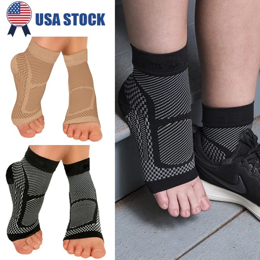 Open Toe Compression Socks Ankle Arch Support Planter Fasciitis Pain Socks USA