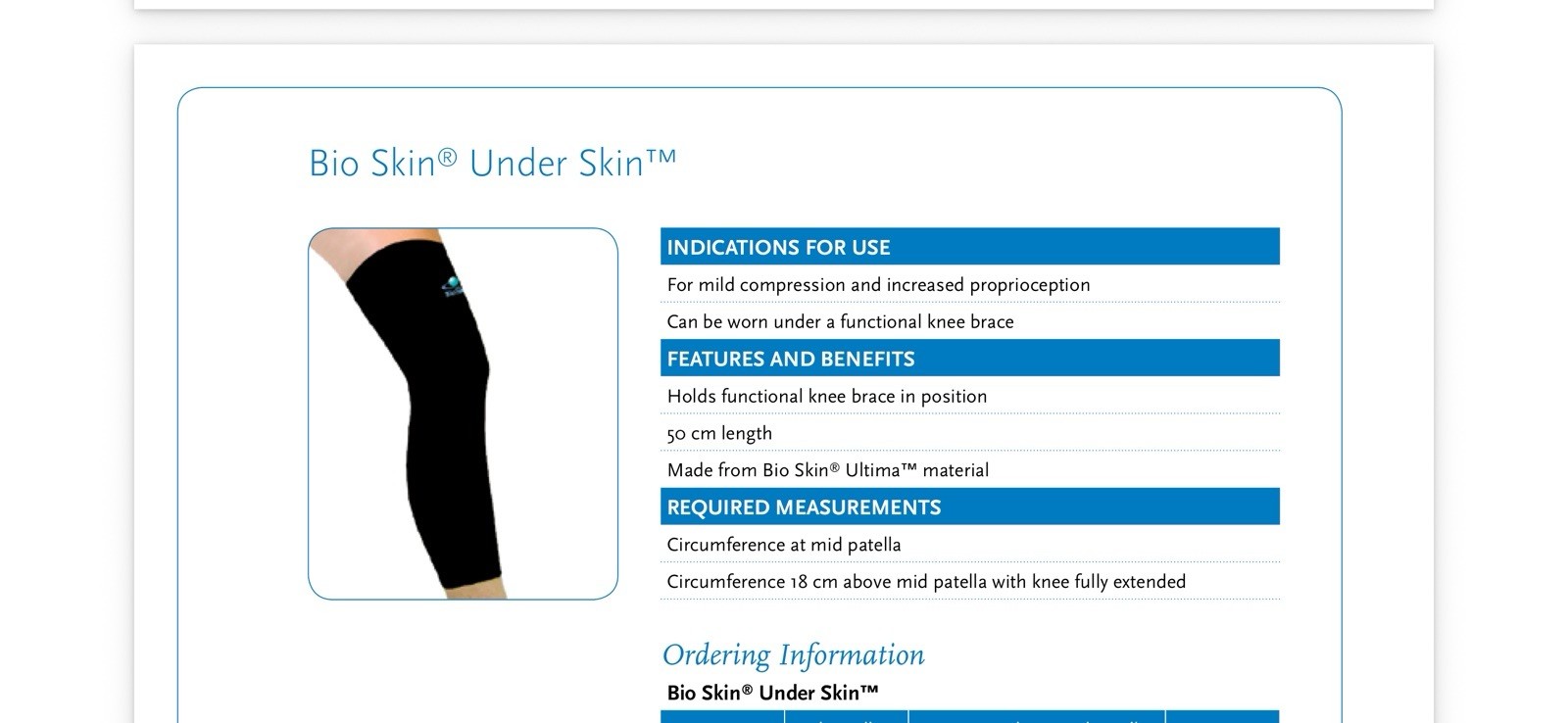 Bioskin Underskin 41403 Large Compression Leg Under Brace Protection Skin