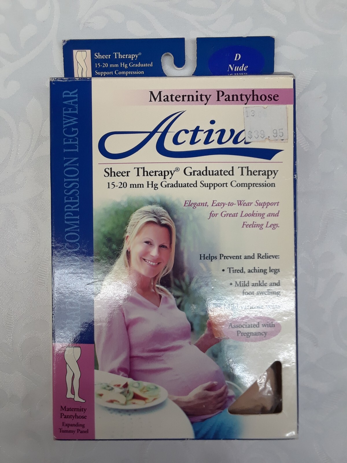 ACTIVA womens MATERNITY Compression PANTYHOSE 15-20mmhg SHEER THERAPY nude D new