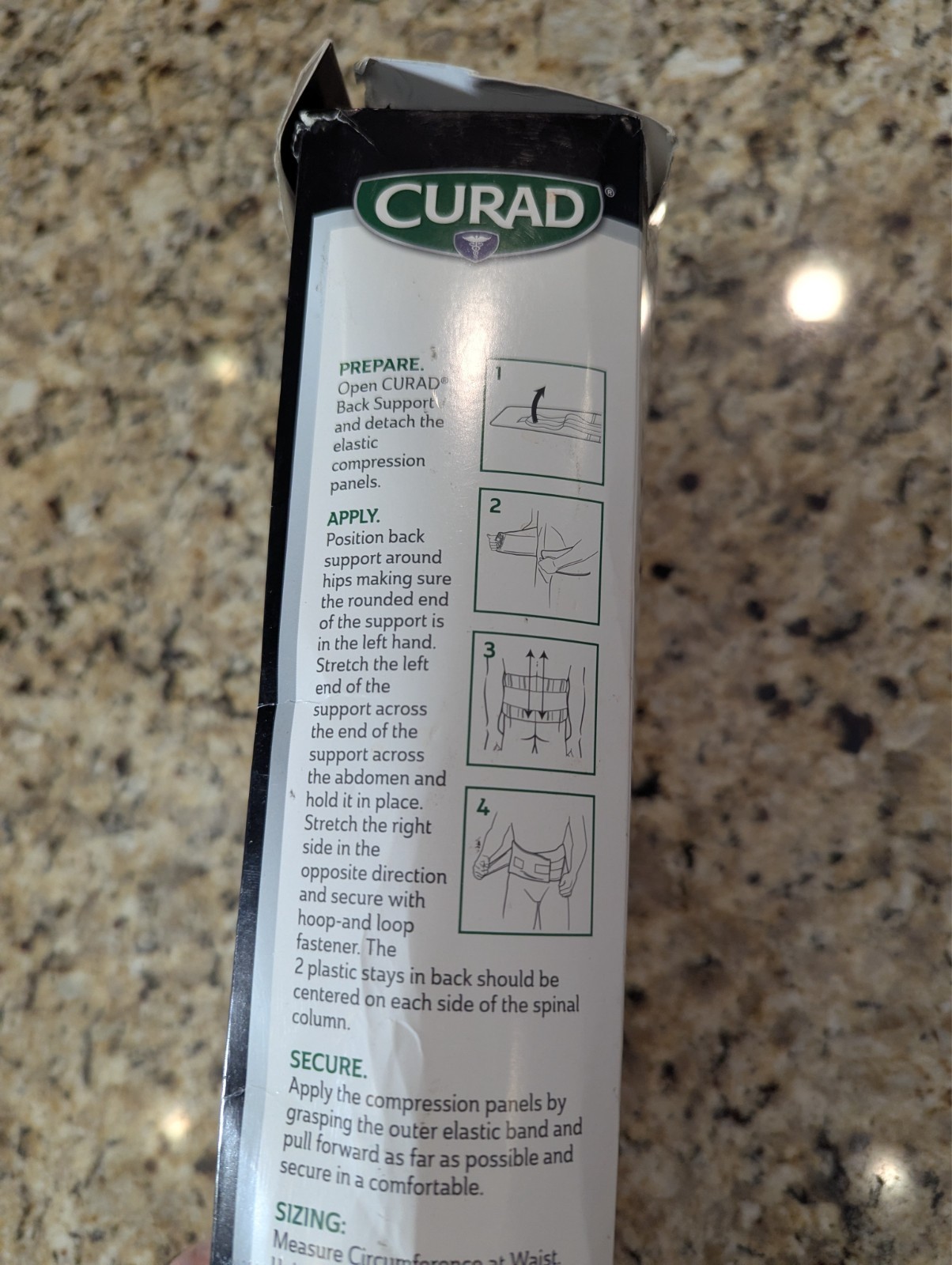 Curad Back Support Universal Low-Profile Adjustable Waist Size 33-44″ Black