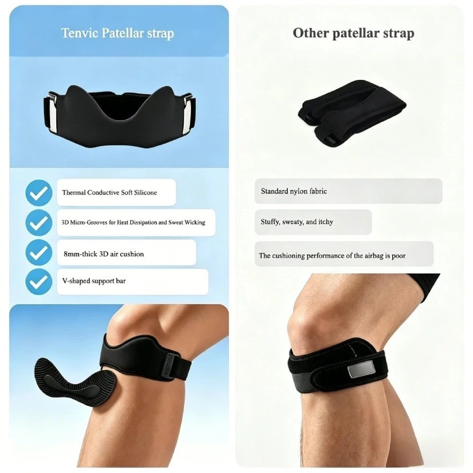 Precision Strap Knee Brace Non Slip Pad Adjustable Breathable Sport Patella Band