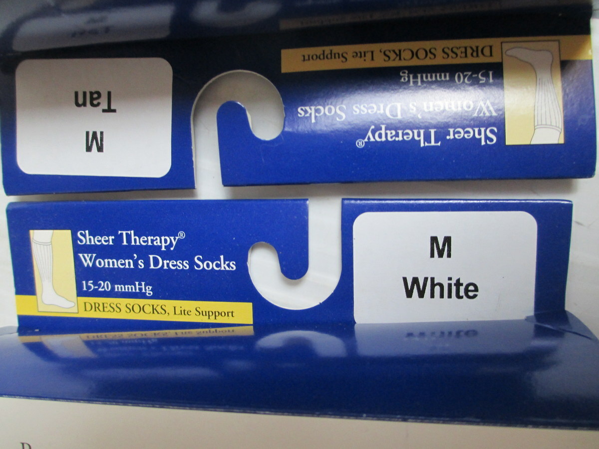 Activa sheer therapy Women’s Dress Socks 15-20 mmHg med 1 pair tan 1 pair white