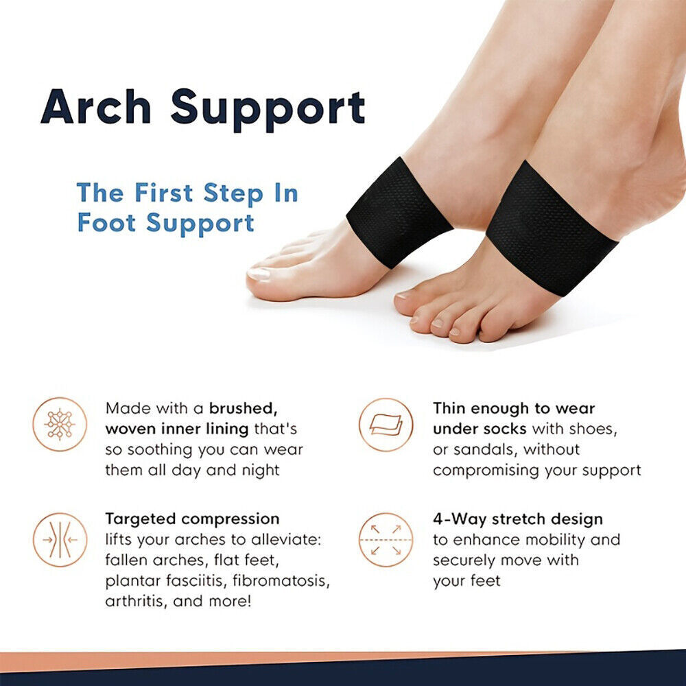 1/2 Pairs Compression Arch Support Sleeves Plantar Fasciitis Foot Pain Relief