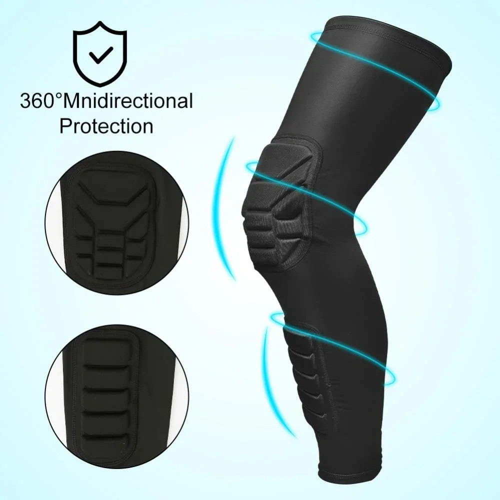 1Pcs Knee Braces, Double Crashproof Knee & Calf Pads, Thigh Compression Leg