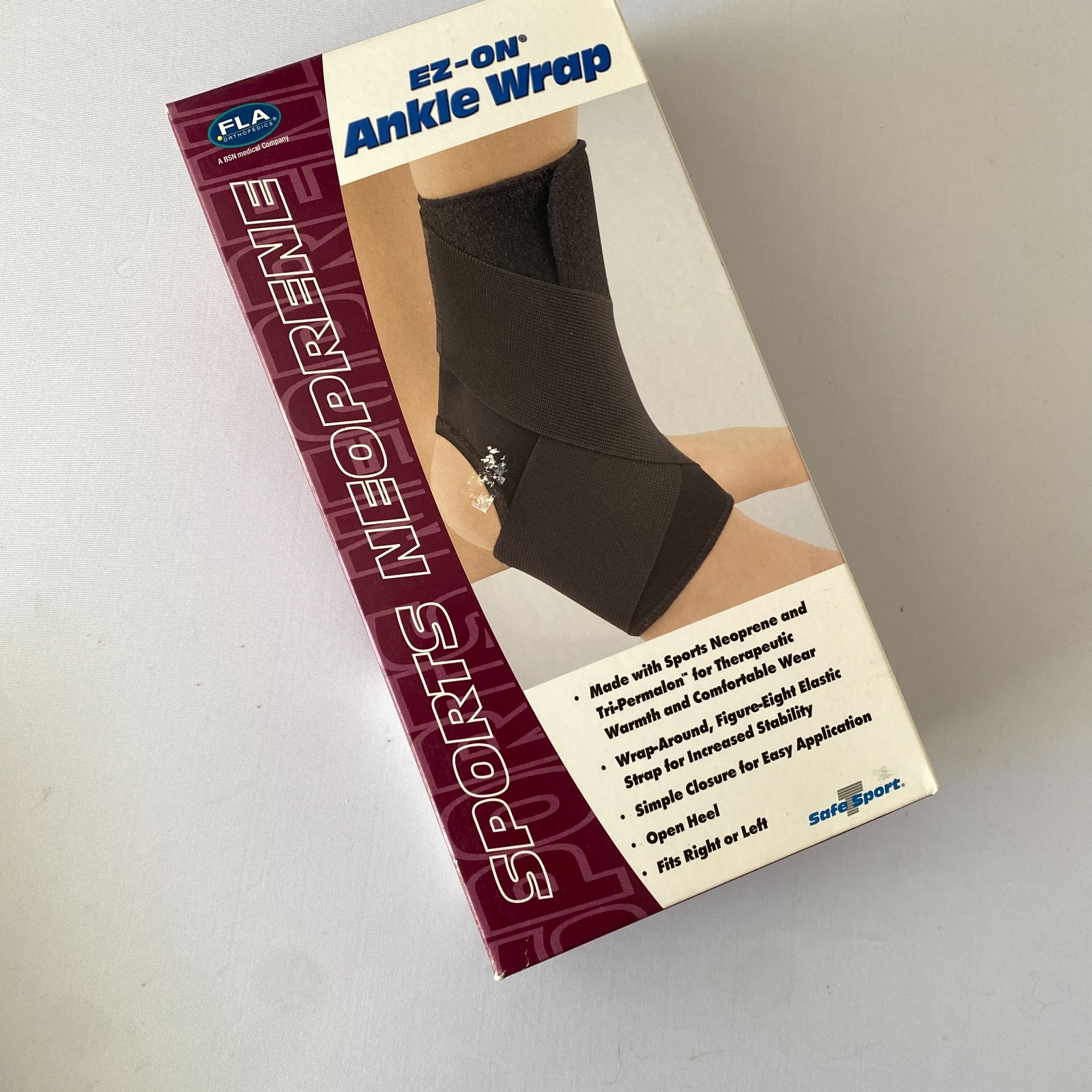 New FLA Sports Neoprene EZ-ON Ankle Wrap Large Black
