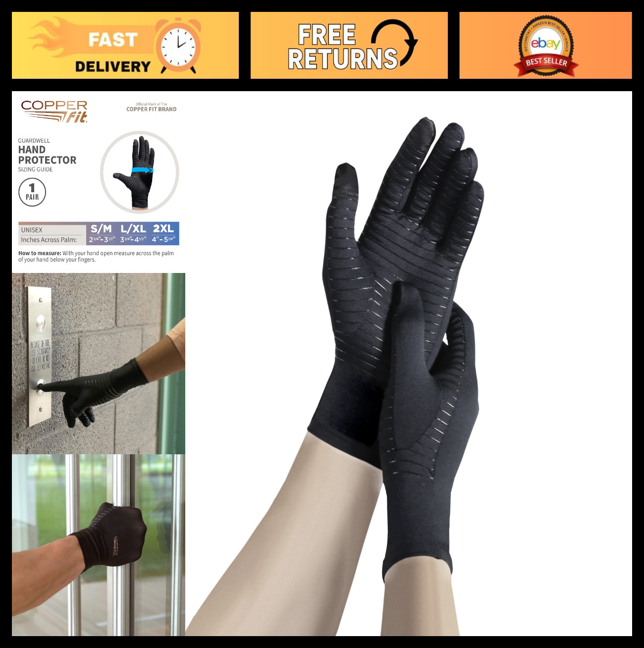 Full Finger Copper Infused Gloves for Hand Protection & Comfort – Guardwell Desi