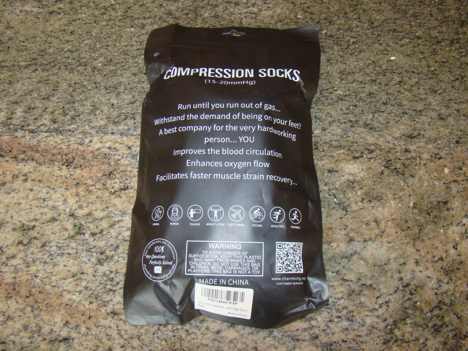 2 Pair Knee-High Medical Athletic Compression Socks Stockings BLACK 15-20 mmHg