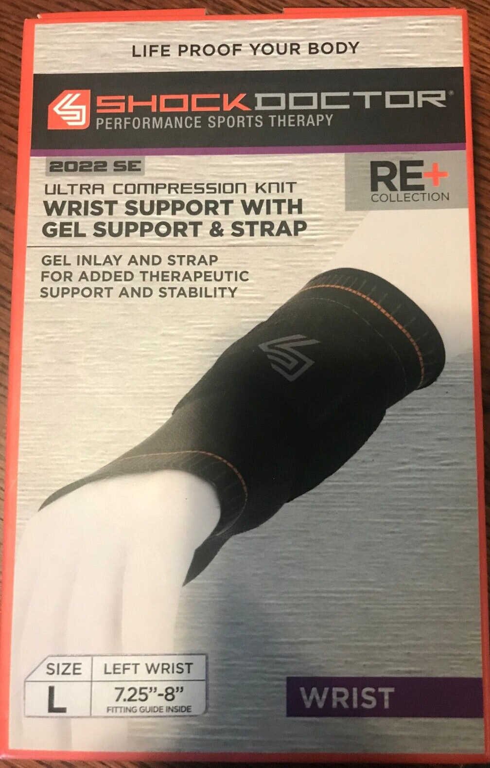 Wrist Support Brace Carpal Tunnel Compression Comfort Gel & Strap L Left RE+