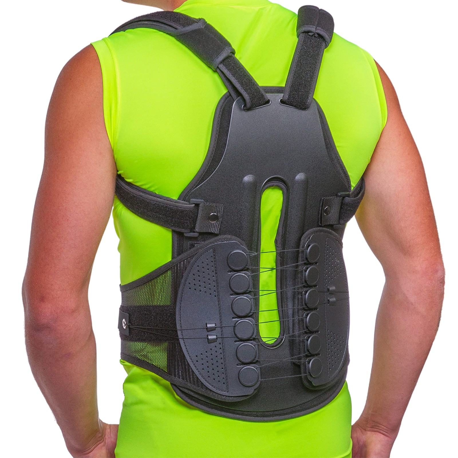 BraceAbility Plus Size TLSO Back Clamshell Brace – XXL Hard XX-Large, Black