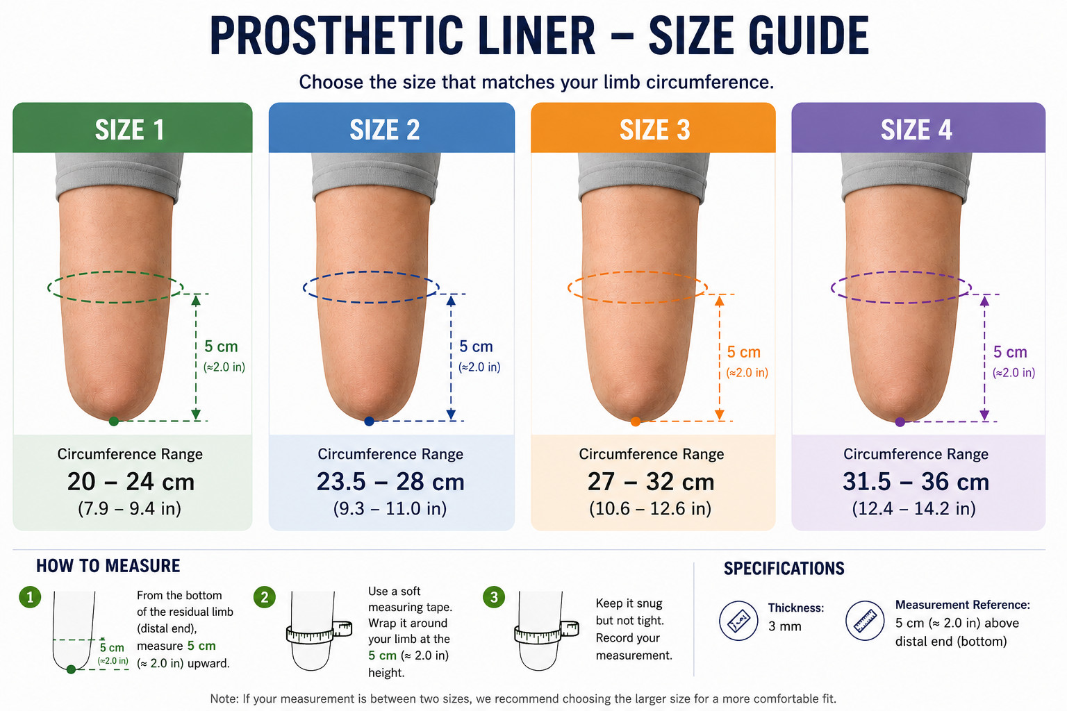 Universal Prosthetic Gel Liner Silicone Socket Liner for Thigh/Calf 20–36cm