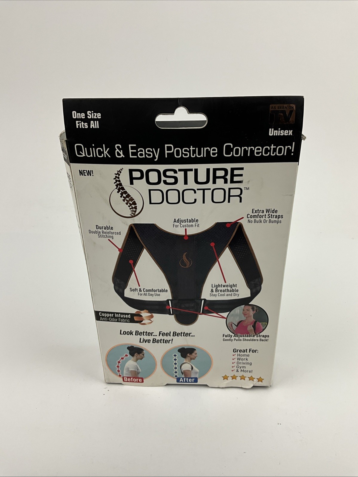 Ontel Posture Doctor Quick & Easy Posture Corrector For Men & Women – Black