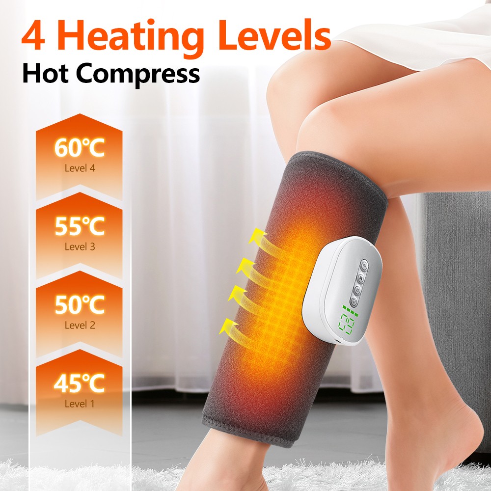 Air Compression Heated Leg Massager Muscles Relax Calf Circulation Foot Massage