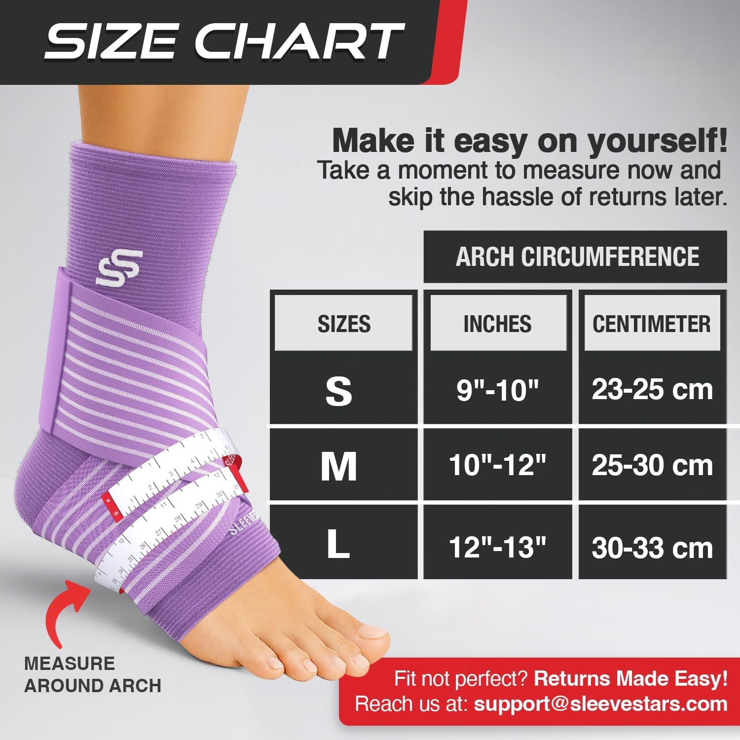 Sleeve Stars Ankle Brace for Women & Men, Wrap Medium, Light Purple