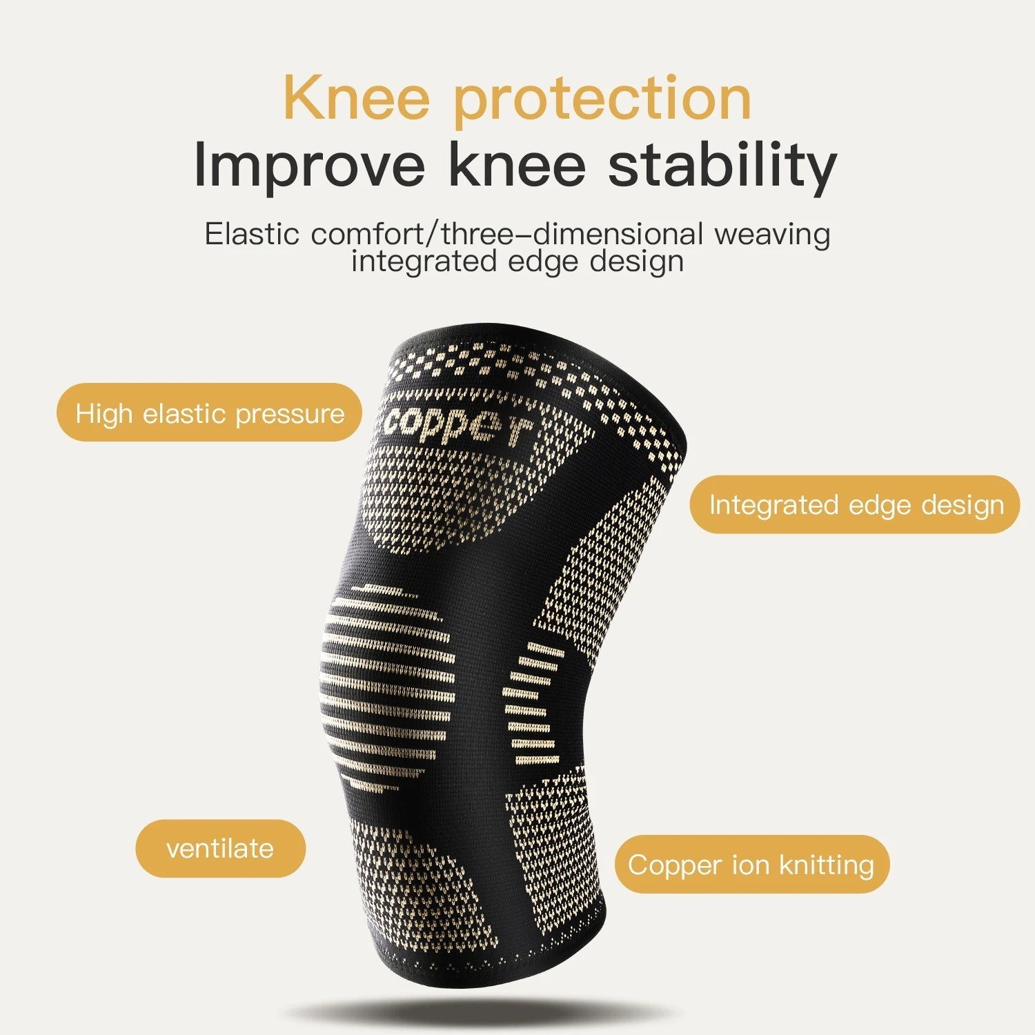 Copper Knee Sleeves Silver Compression Brace Support Sport Joint Injury Pain US