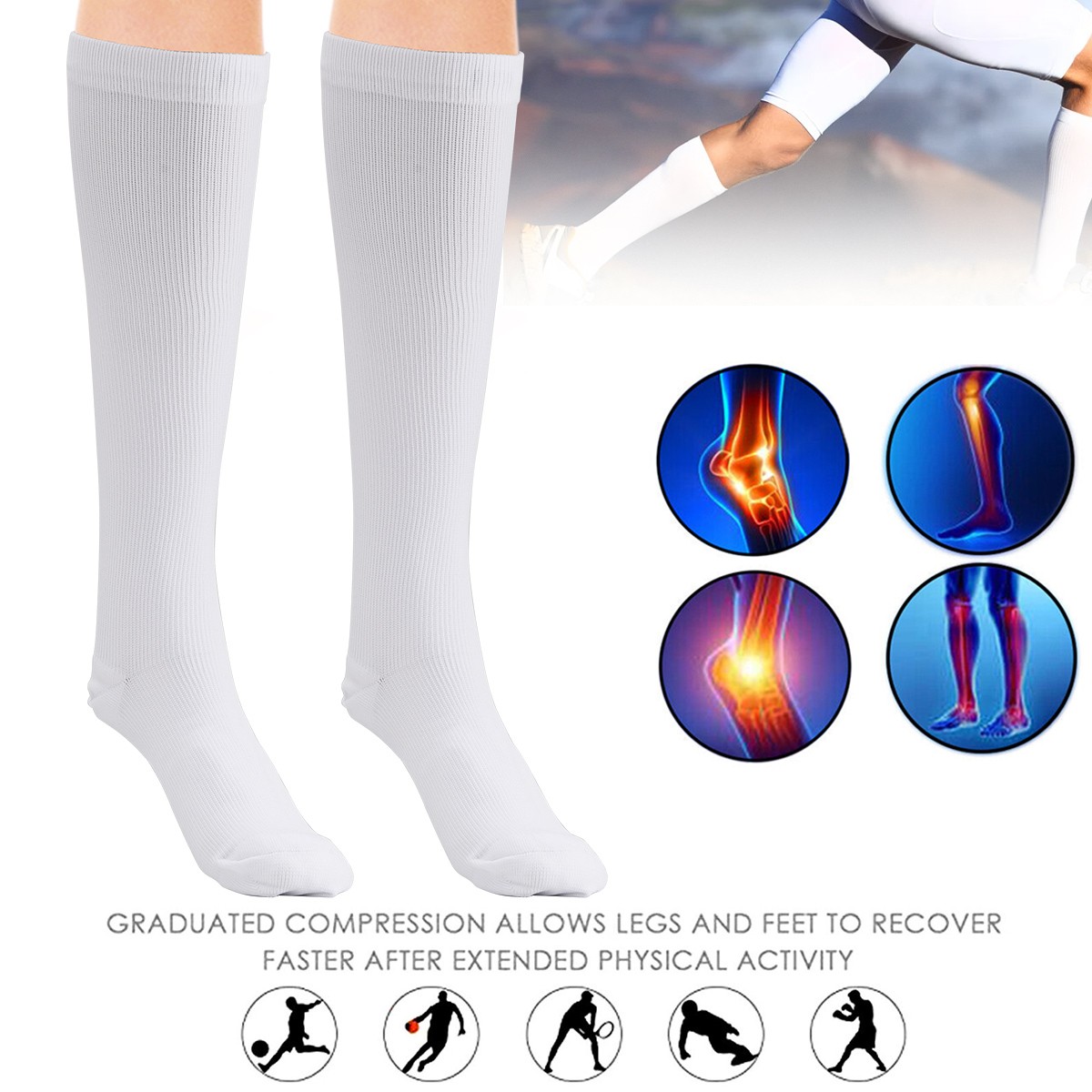 1-10Pairs Compression Socks Copper 20-30mmHg Graduated Support Mens Womens S-XXL