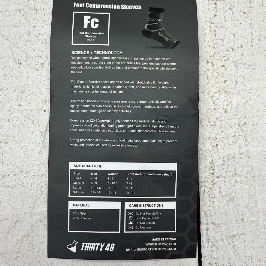 Thirty48 Blue Plantar Fasciitis 1 Pair Compression Socks/Sleeves Adult Size L