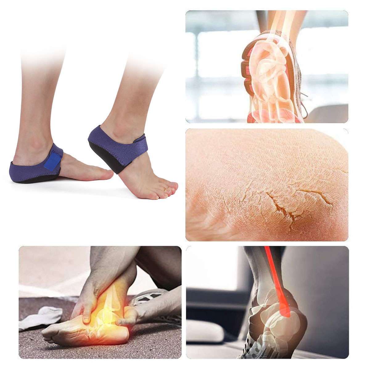 1/2 Pairs Heel Cups Protector Plantar Fasciitis Socks Pads For Foot Support Pain