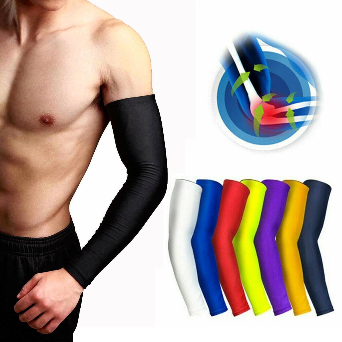 1 Pair Cooling Compression Sports Arm Sleeves Sun UV Protection Elbow Sleeve US