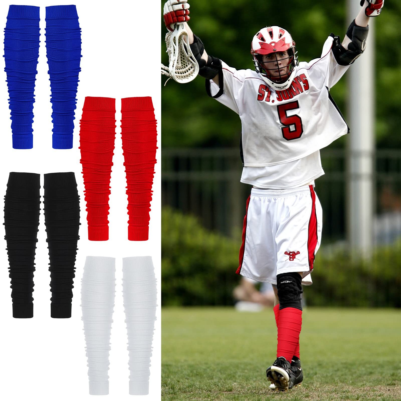 4 Pairs Football Leg Sleeves Calf Compression Sleeves Football Scrunch Leg So…