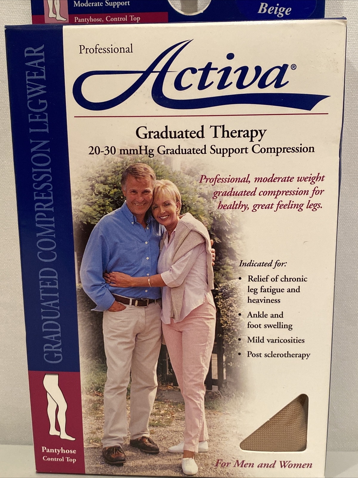 ACTIVA Support Hose Womens 20-30mmHG Graduated Compression Control Top XL Beige