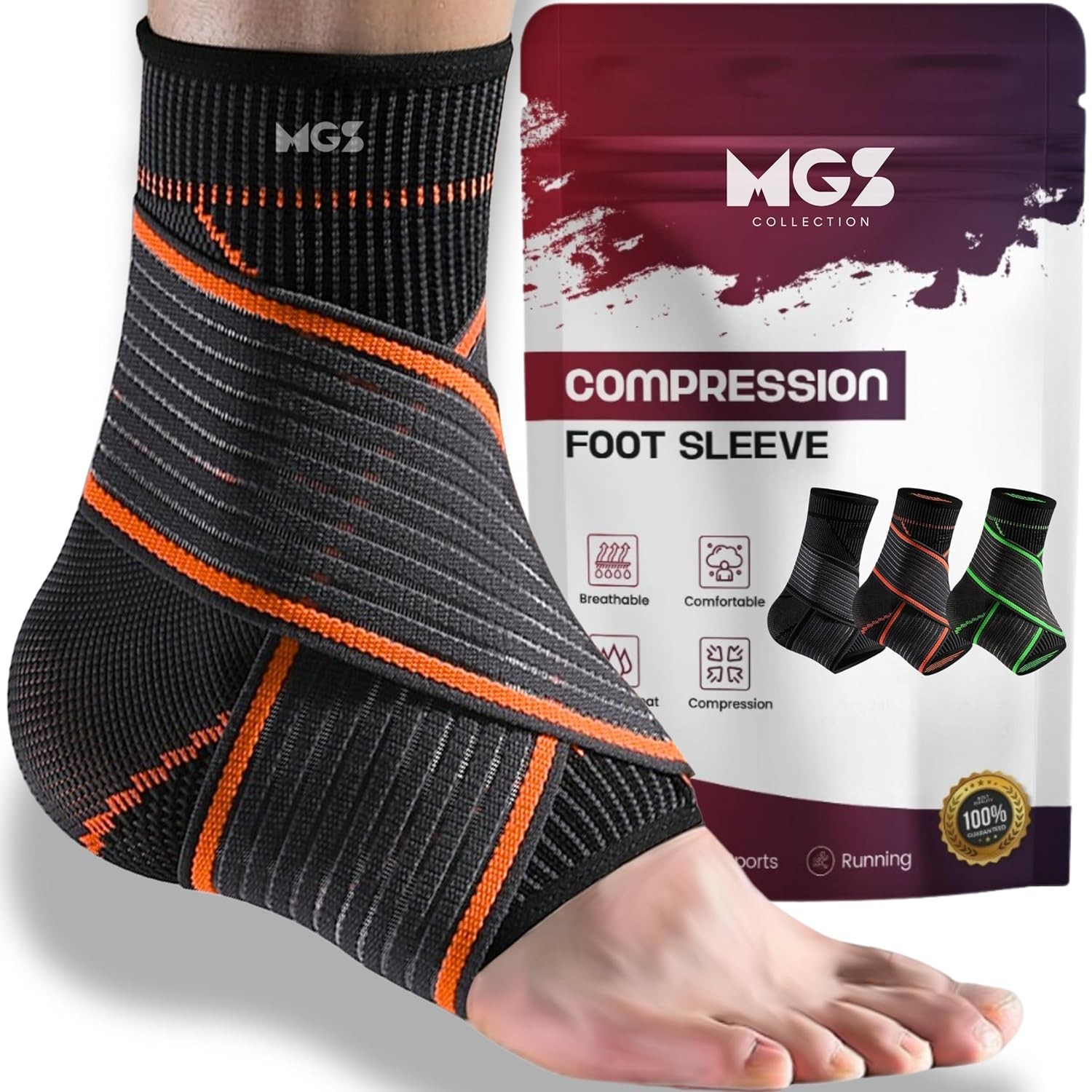 *NEW* MGS ADJUSTABLE COMPRESSION FOOT SLEEVE ~ COMPRESSION ~ RECOVERY ~ MEDIUM