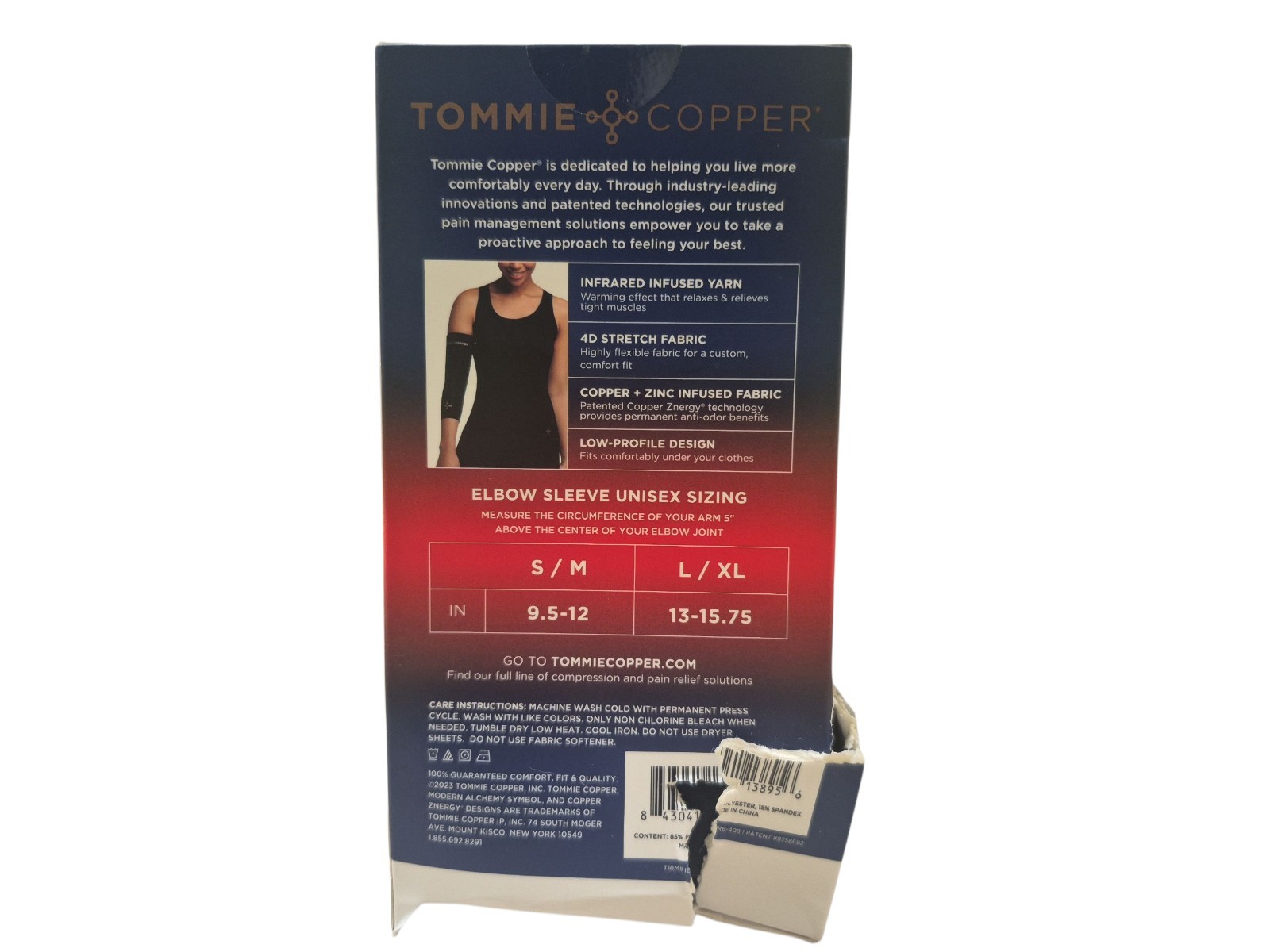 Tommie Copper Infrared Compression Pain Relief Elbow Sleeve Unisex Black L/XL