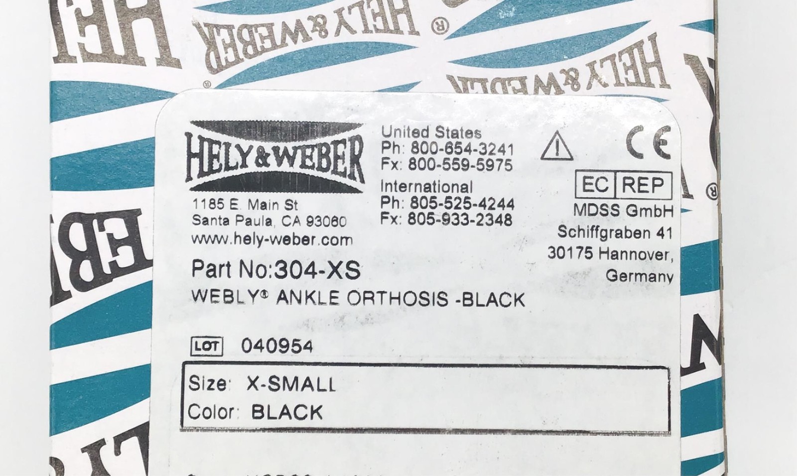 Hely & Weber 304-XS Webly Ankle Orthosis X-Small Black – LOT of 2