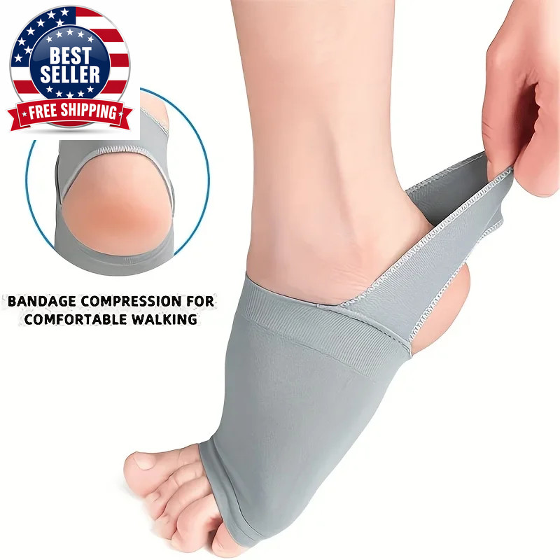 A Pair of Vegetative Arch Support Sleeves with Gel Pads – Compression Foot Stand