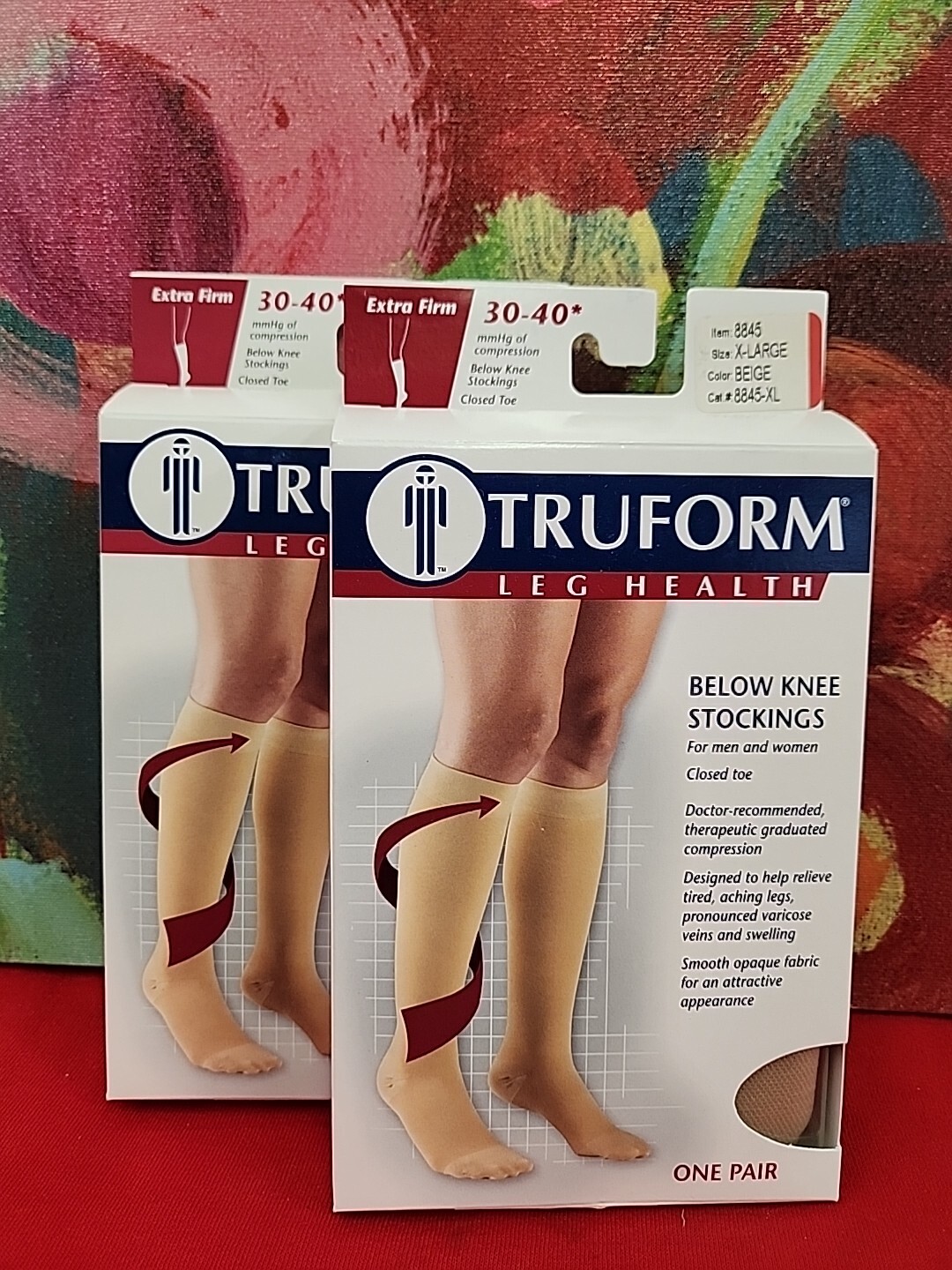 TRUFORM Lot Of 2 Pr Unisex Below Knee CT 30-40 mmHg Beige XL New In Box
