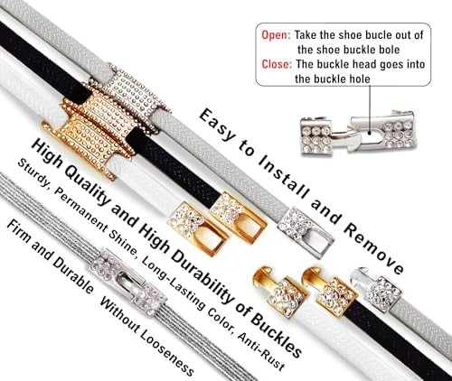 Elastic No Tie Shoe Laces with Bling Diamond Locks & Charms for Women’s Sneakers