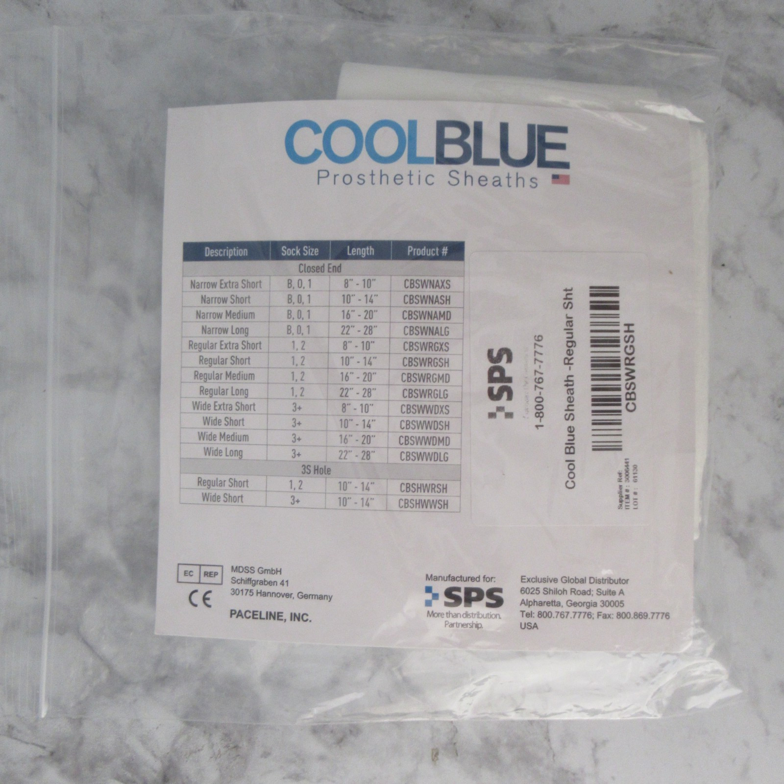Cool Blue Prosthetic Sheaths Regular Short 10″-14″ Length 5 Pack