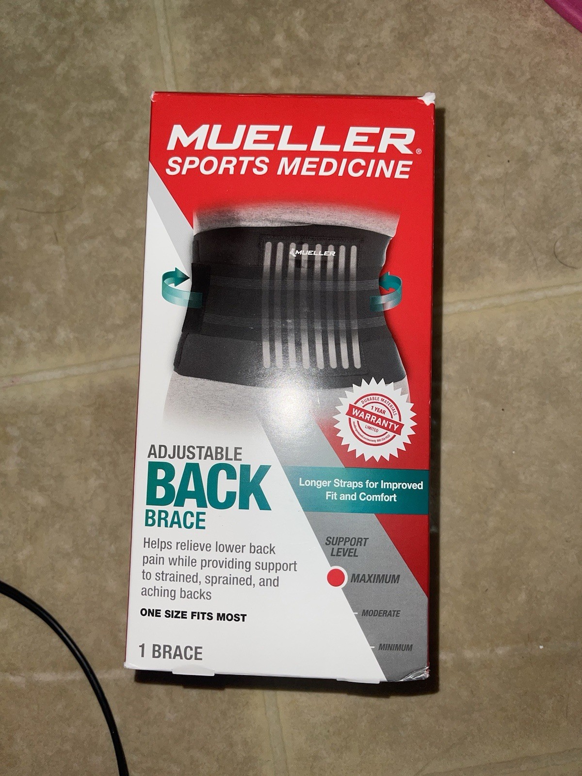Mueller Sport Medicine Adjustable Back Brace One Size Fits Most Maximum Support