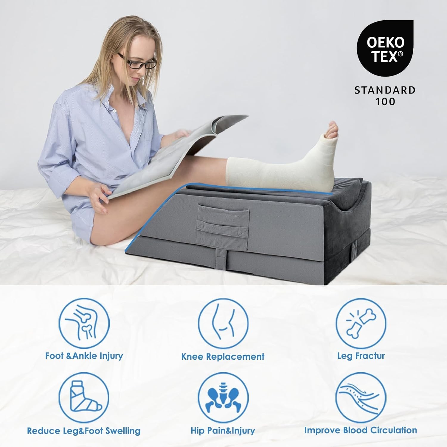 Leg Elevation Pillows After Surgery,4-Height Adjustable Leg Elevating