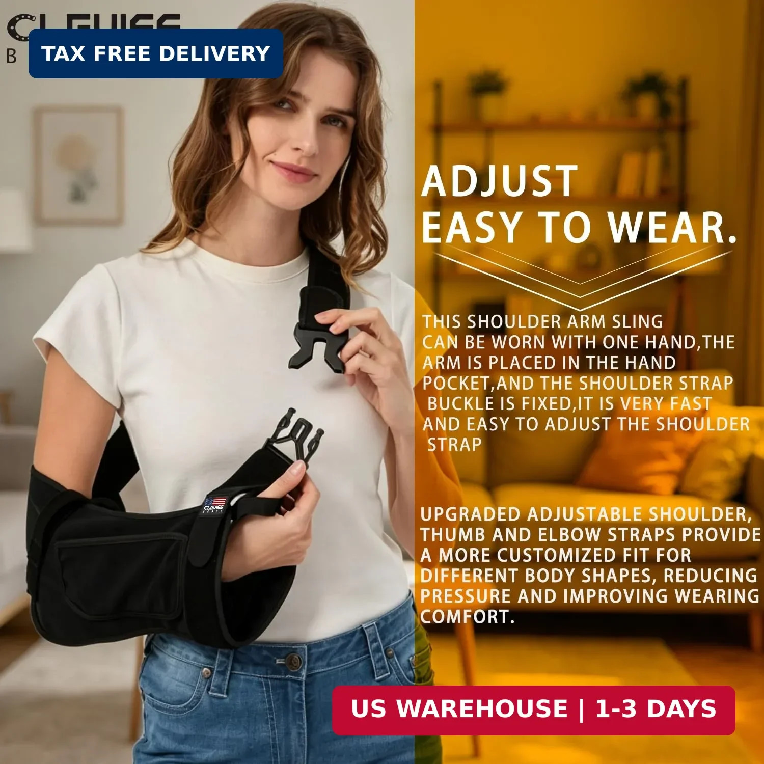Arm Sling Shoulder Immobilizer, Shoulder Sling for Torn Rotator Cuff, Adjustable