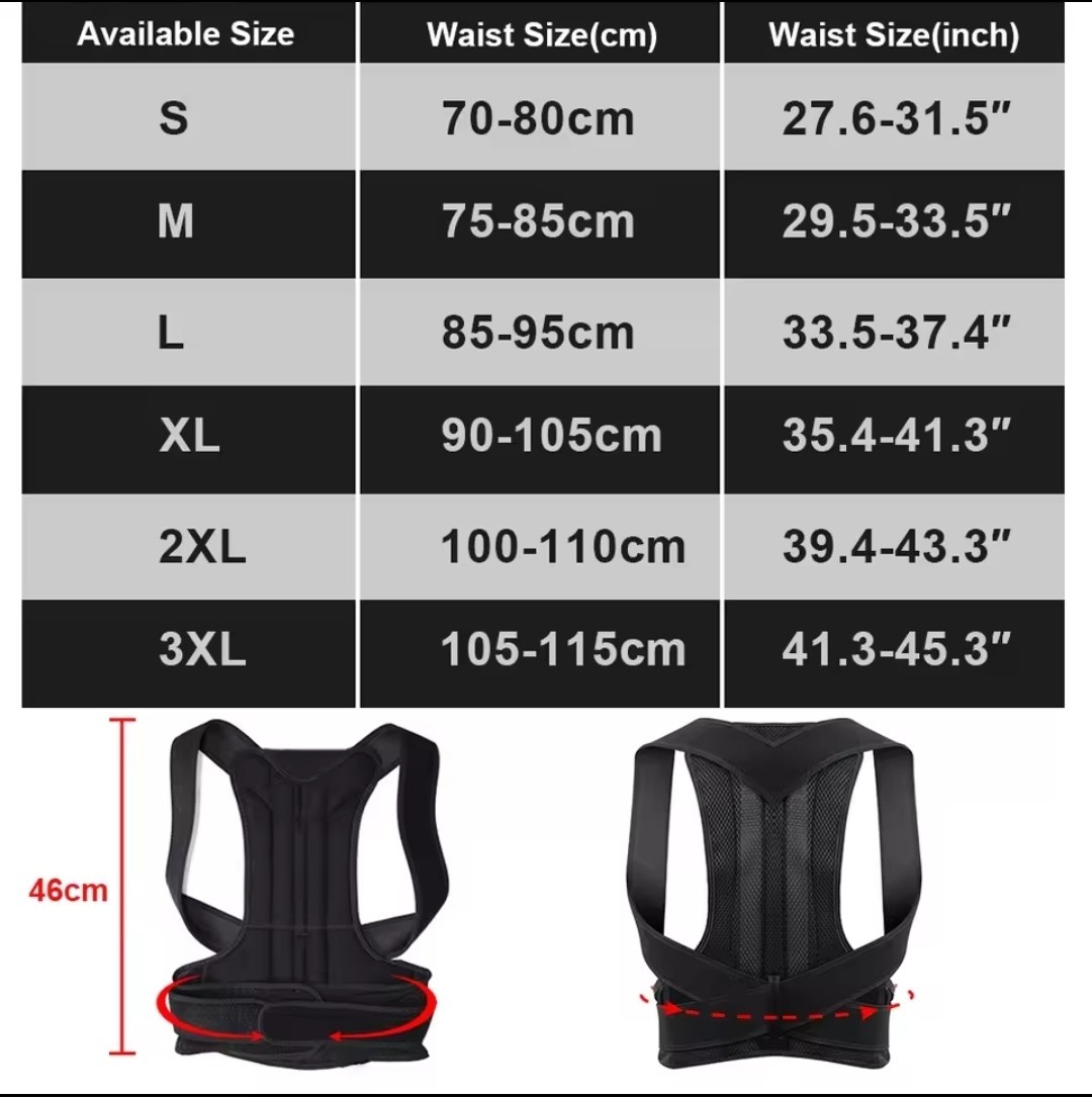 Back Brace Posture Corrector Adjustable Full Back Support Shoulder Straightener