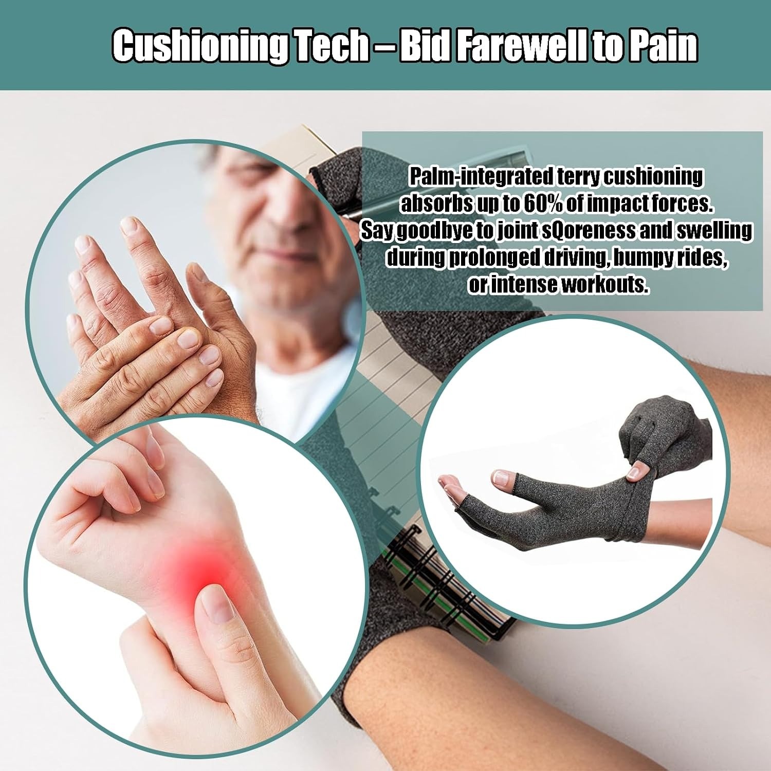 Arthritis Compression Gloves Fingerless Hand Pain Relief & Carpal Tunnel Support