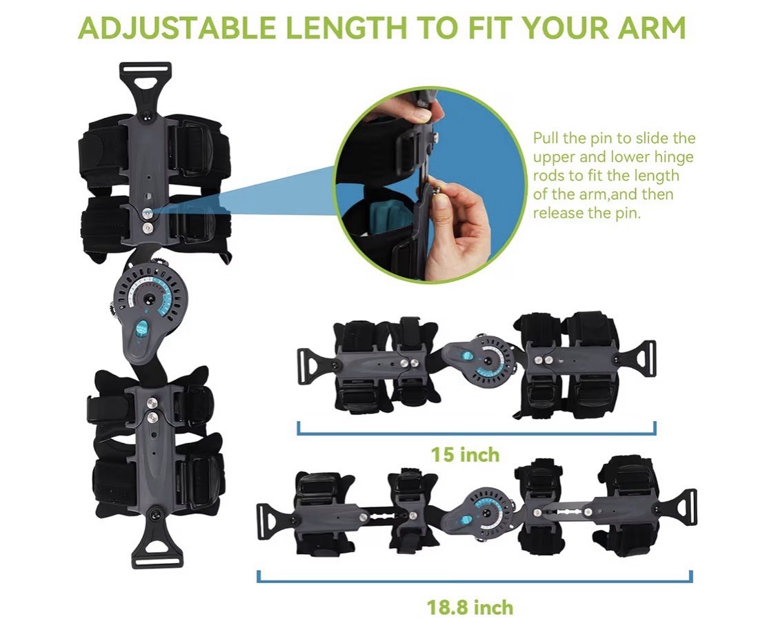 Hinged Elbow Brace,Adjustable Left with Sling Stabilizer Splint Arm Injury Recov
