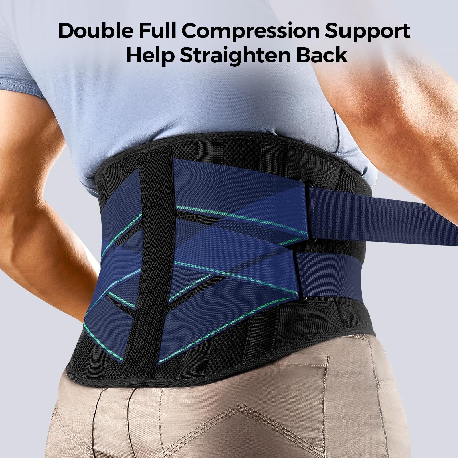 Back Brace for Men Lower Back Pain with 7 Metal Stays for Sciatica Herniated