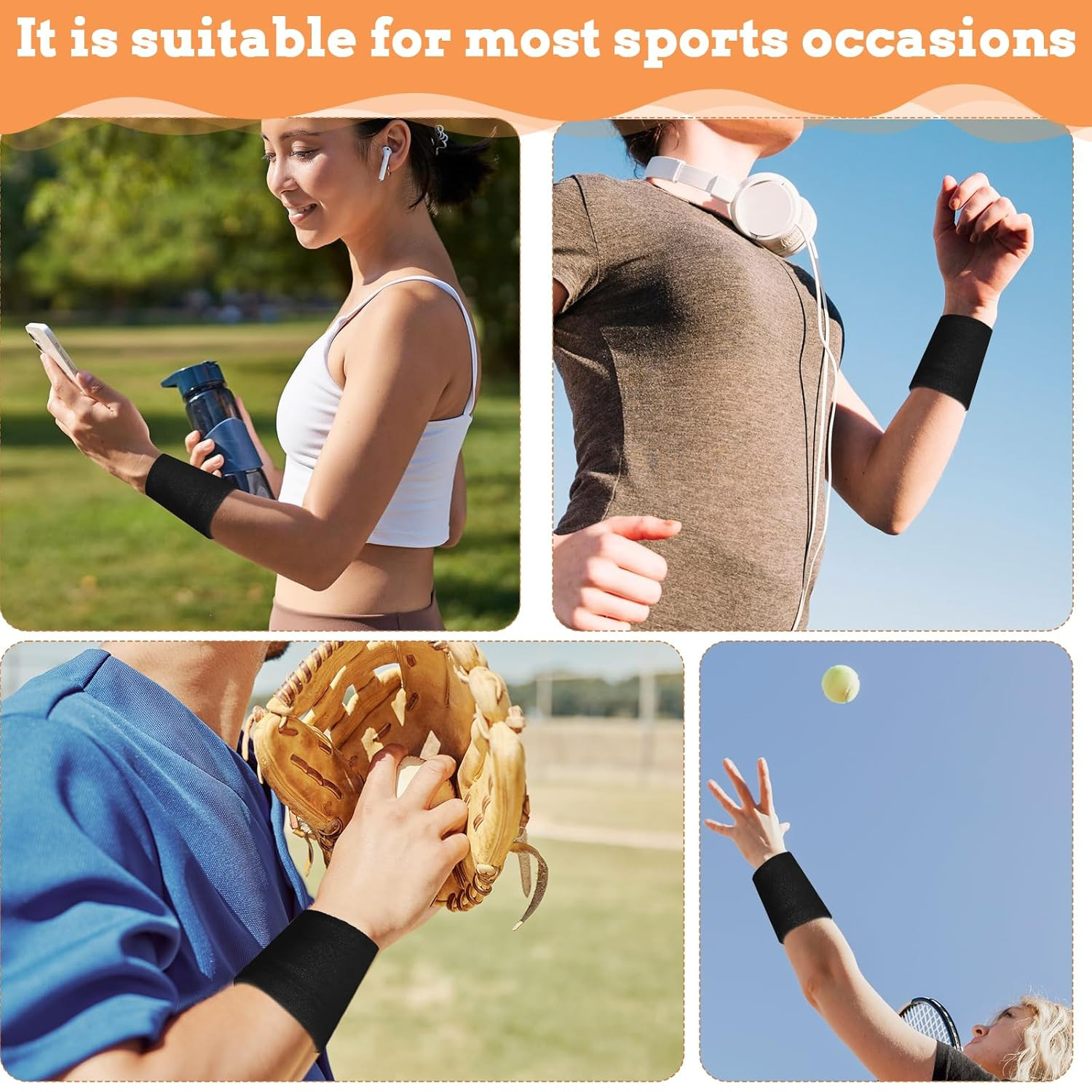 2 Pairs Elastic Wrist Compression Sleeve, Nylon Wristbands Brace for Support Wri