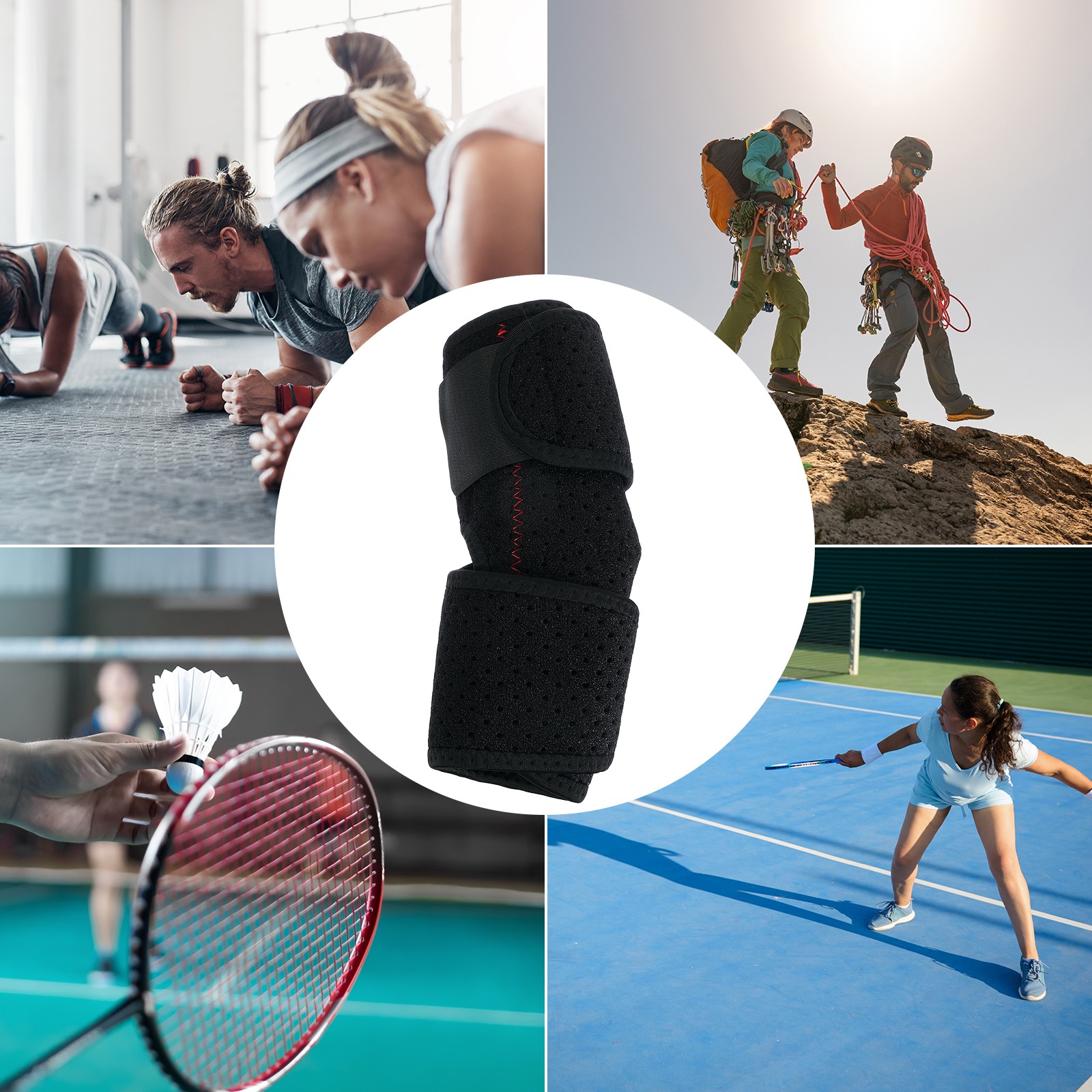 Elbow Band, Tennis Brace, 2 Piece Compressive Sleeves Black