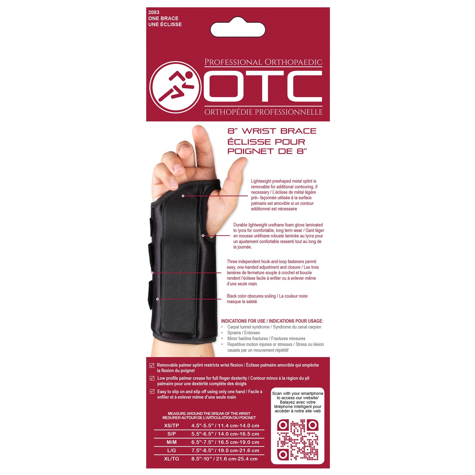 OTC 2083 Right Hand Wrist Splint 8 Inch Orthopedic Brace for Pain Relief