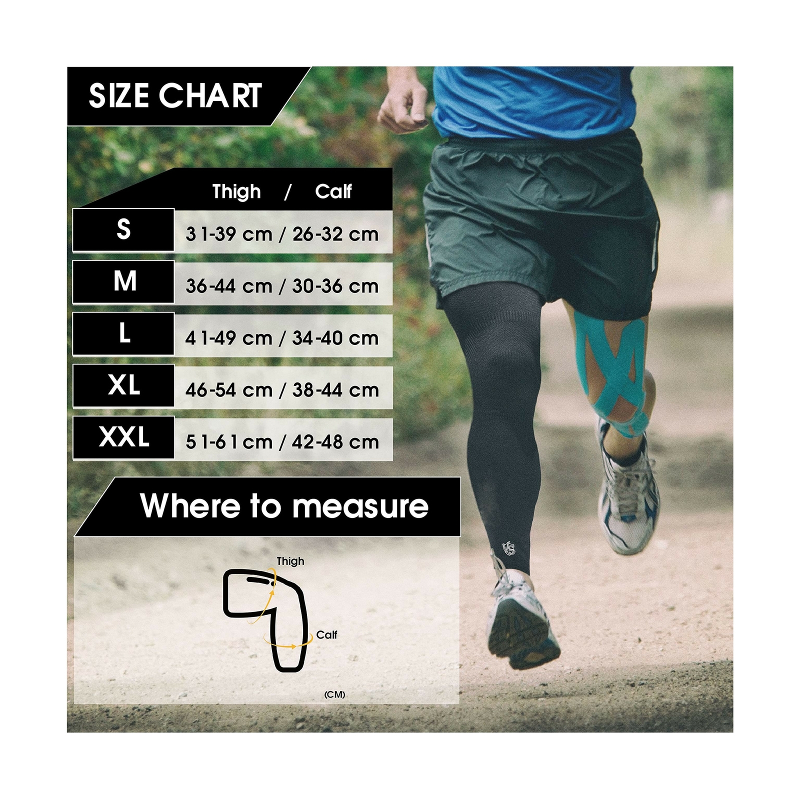 Vital Salveo -Germanium Recovery Compression Sports Full Leg Sleeve Length Th…