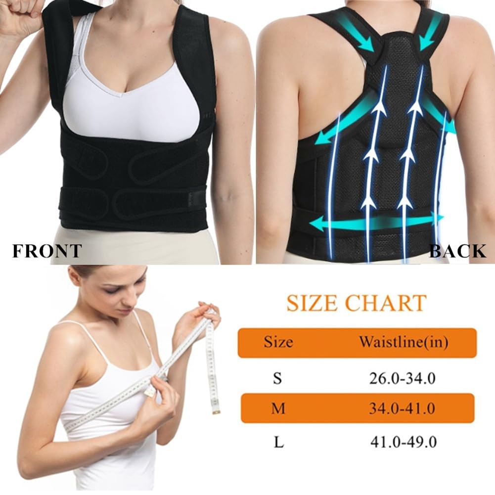 WEEOATAR Upper Back Support Posture Corrector Strap Trainer, S, Black