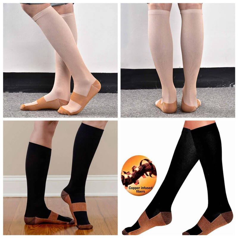 3 Pairs Compression Socks Copper Knee Support 20-30mmHg Energy Support Recover