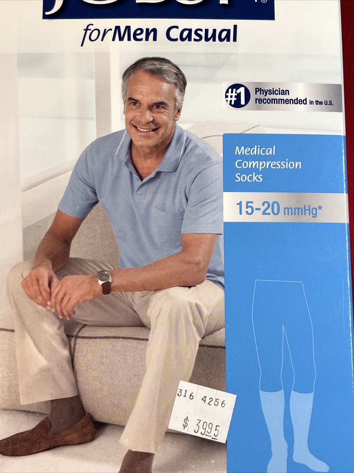 Jobst Men Mens Casual Compression Knee Socks 15-20 mmhg Support Khaki Med Tall