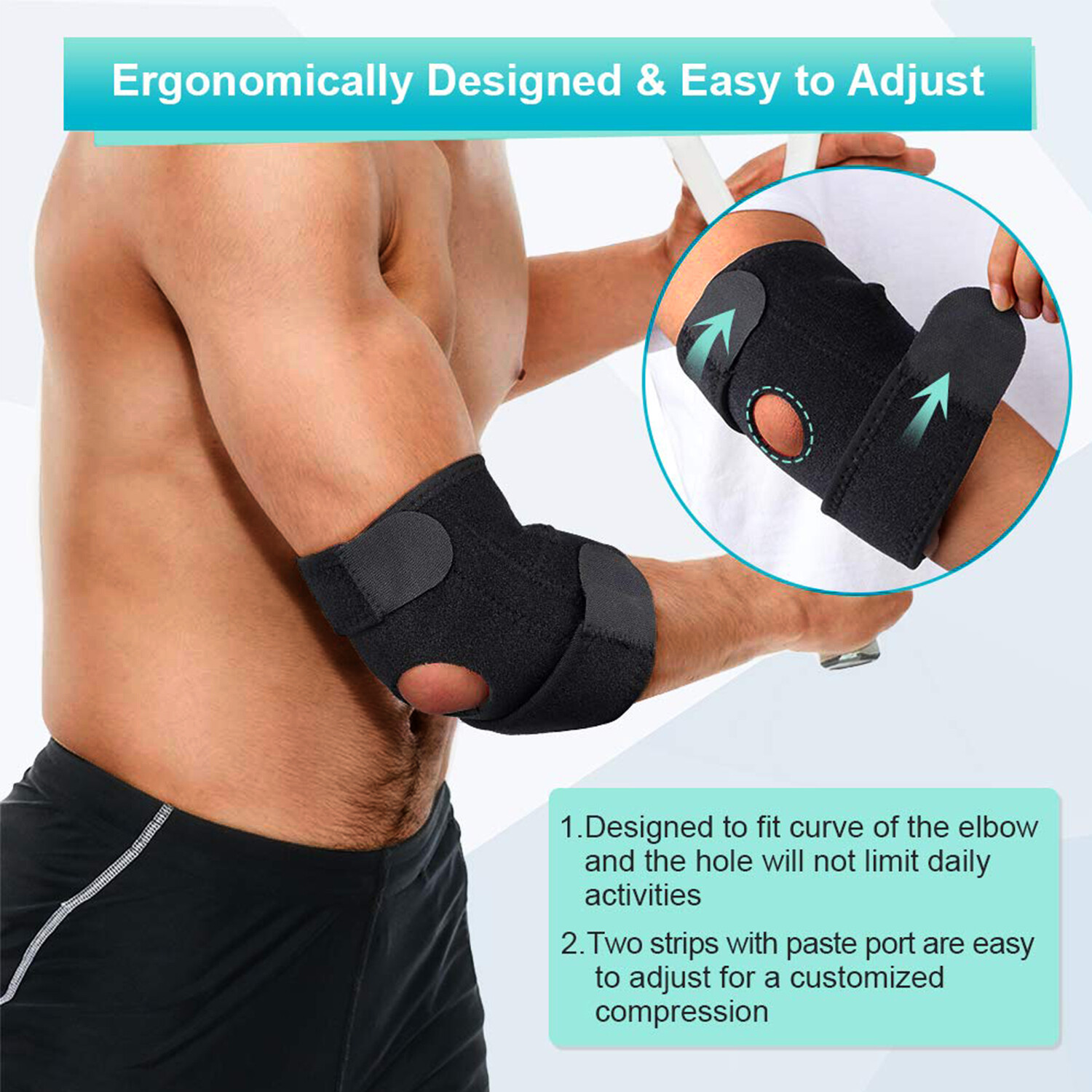 Adjustable Elbow Support Dual-Spring Stabilizer Arm Brace Gel Pad Sport Gym Wrap