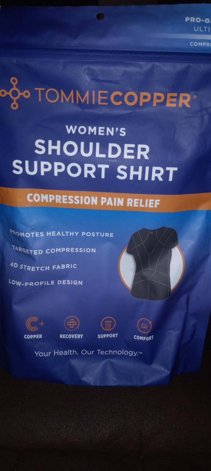 Tommie Copper Short Sleeve Shoulder Support Posture Correct Shirt Size M Grey