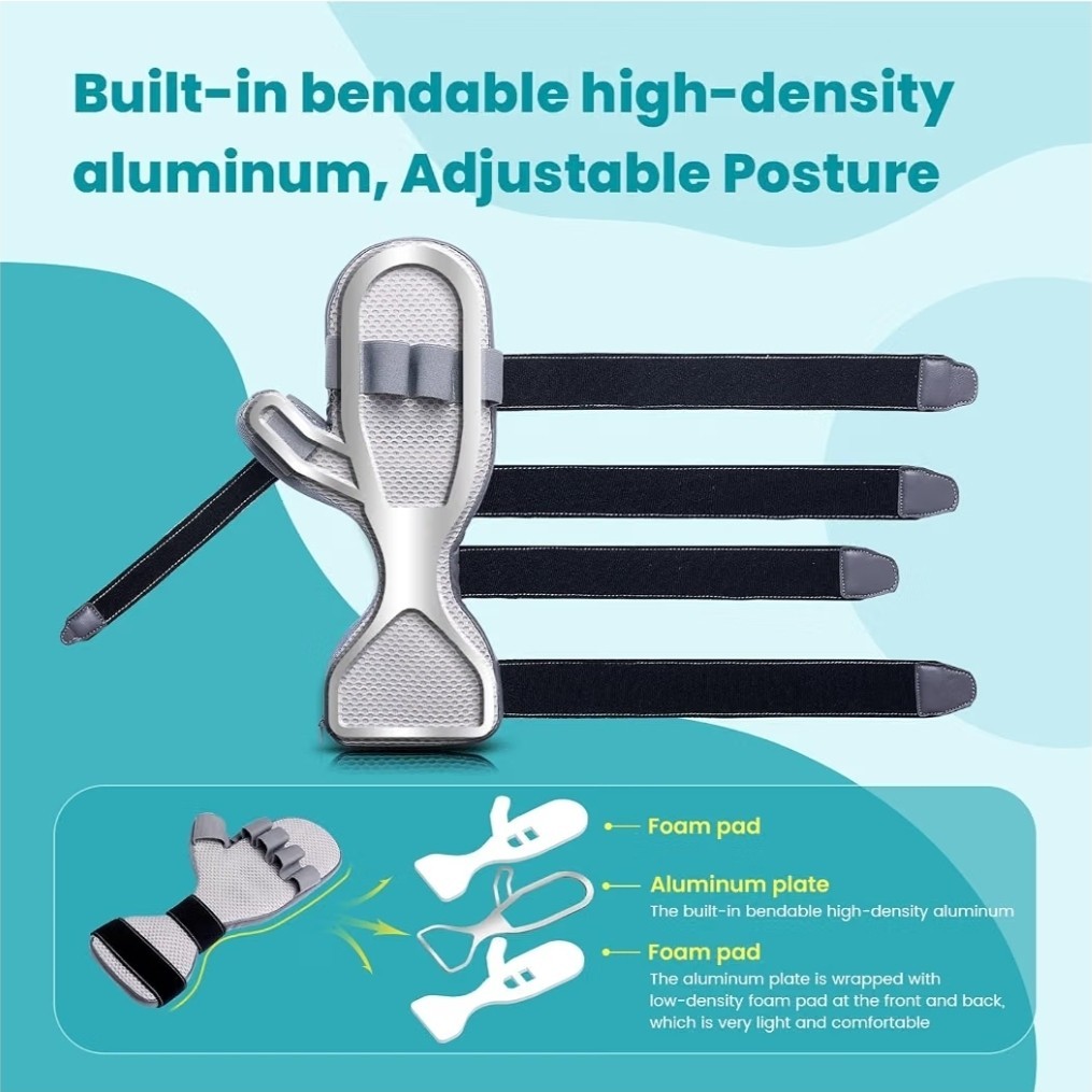 Stroke Hand Brace Splint for Straightening 5 Fingers Prevent Curling Spasm Large